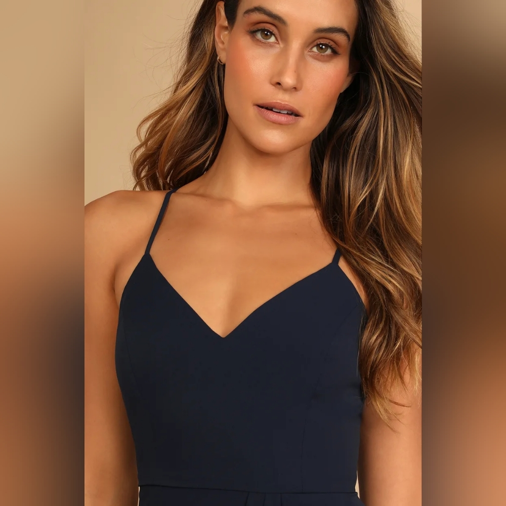 New, Reinette Navy Blue Midi Dress - Picture 3 of 5